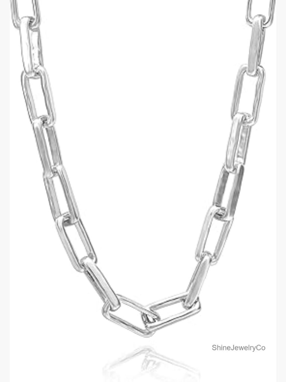 18K Gold Plated Paperclip Chain Necklace 17" Hammered Link